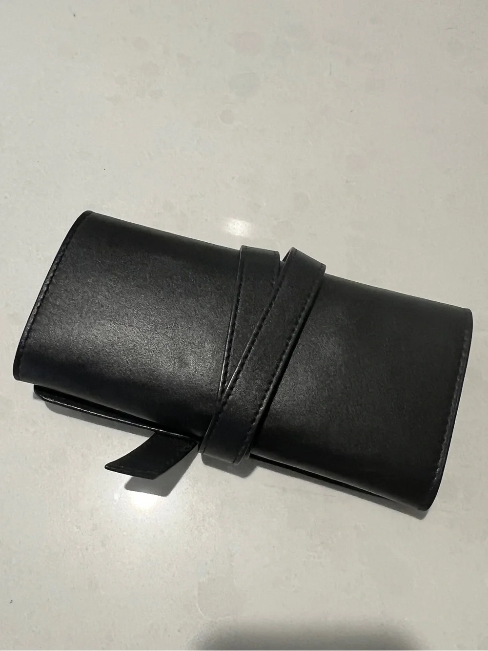 ROYCE NY Black Leather Travel Tech Organizer Roll